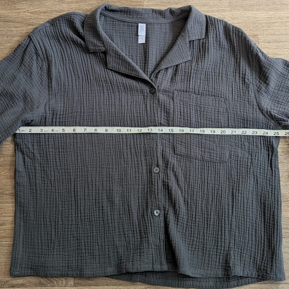 NWT Stars Above Cotton Gauze Muslin Cotton Cottagecore Gray Top Size Large - Picture 3 of 7